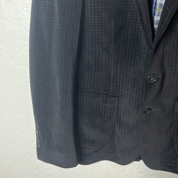 Nick Graham Black Herringbone Print Velvet Blazer 38R - Picture 3 of 8